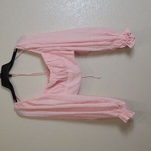 Princess Polly Orione Pink Long Sleeve Crop Top Open Back Size 4 Coquette Barbie